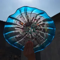 Wall Decoration Hand Blowing Art Murano Glass Wall Art Modern Glass Blown Glass Art Flower Plates for Home Deco3037