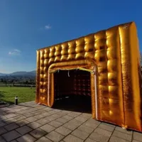 Customize Gold Sliver Inflatable Cube Tent With Factory Price Gaint Blow Up Air Marquee For Wedding Party Events Camping Outdoor Decoration