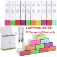 10 Strains Randomly Atomizers Trudose Empty 1ml 0.8ml White Vape Cartridges Glass Tank 510 Thread Ceramic Coil Vaporizer with Box Packaging For Thick oil Carts