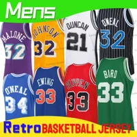 Retro Carter Johnson McGrady Basketball Jersey 32 Shaquille ONeal 34 Penny Gary Payton Pippen Abdul-Jabbar 33 Bird Green Classic Mens Basketball Jerseys Stitched