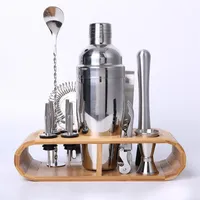 Bartending Kit Cocktail Shaker Set Kit Bartender Kit Shakers Stainless Steel 12-piece Bar Tool Set With Stylish Bamboo Stand C1904267T