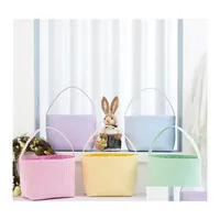 Other Festive Party Supplies Easter Candy Basket Seersucker Stripe Bucket Easters Eggs Storage Bag Mtipurpose Home Clothes Baskets Dhas1