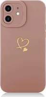 Cell case iphone 12 6.1 Silicone heart ladies case design full protection lens silky touch full body cover with soft scratchBRG4
