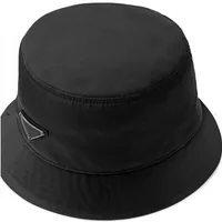 Women Re-Nylon Bucket Cloches Cotton Lining Summer Sun Protection Designer Men Enameled Metal Triangle Logo Campaniform Hat308P