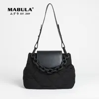 Evening Bags MABULA Brand Luxury Quilted Nylon Padded Women Hobo Shoulder Purse Feather Down Space Tote Big Chain Fashion Crossbody Bag 230322