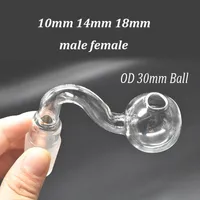 Male Female Joint 30mm Big Ball Glass Oil Burner Pipe Transparent Clear Tobacco Bent Oil Bowl Adapter for Hookah Shisha Accessories