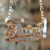 3UMeter Hip Hop Letter Crystal Double Plated Name Necklace Old English Custom Carving Batch of Flowers for Gifts Q1114278p