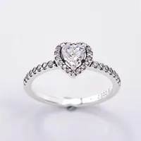 Womens Wedding Ring 925 Sterling Silver Heart CZ Diamond Fit Pandora Style Anniversary Birthday Engagement Rings With Original Box199k
