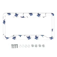 Car License Plate Frame for Cartoon animation Print Pattern, Premium Aluminum Alloy, Rust-Proof,Screw Caps Cover Set Suit,Applicable to US Standard