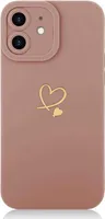 Cell case iphone 12 6.1 Silicone heart ladies case design full protection lens silky touch full body cover with soft scratch3Q28