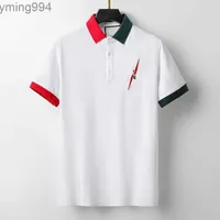 100% Cotton 22SS Polo Shirt Mens T-shirt Fashion Clothing Short Sleeve Punk Letter Stripe Embroidered Skateboard Hoodie T-shirt M-3XL #1403 5CJ3
