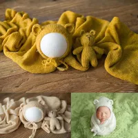 Baby Pography Props Wool Knitted Blanket Hat and Doll Newborn Po Prop Shoot Studio Accessories248v