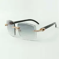 designers endless diamonds sunglasses 3524022 cutting lens natural black textrued buffalo horn glasses size 58-18-140mm319K