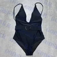 Letter Badge Swimwear Black V Neck One Piece Swimsuit Dames Sling Bikini Fashion Bathing Suit