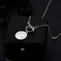 Pendant Necklaces Harajuku Hip Hop Earth Cool Round Brand Portrait Necklace Ins Cold Wind Stainless Steel Square OT Buckle238z