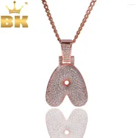 Chains THE BLING KING Letter Necklace Pave Iced Out Cubiz Zirconia 26 English Bubble Letters Pendant Jewelry Gifts