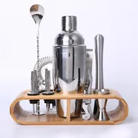 Bartending Kit Cocktail Shaker Set Kit Bartender Kit Shakers Stainless Steel 12-piece Bar Tool Set With Stylish Bamboo Stand C1904254F