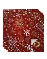Table Napkin Christmas Snowflake Texture Napkins Cloth Set Handkerchief Dinner For Wedding Banquet Party Decoration