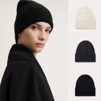 Berets IOO Tote Women Winter Beanies Hat Wool Cashmere Solid Color Casual Style Multi Colors Keep Warm All-Matched Minimalism