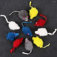 Cat Toys 10Pcs Color Random Mini Cute Funny Kitten Puppy Play Fake Mouse Simulation Mice Squeak Noise