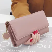 Wallets Women's Simple Casual Leather Wallet Fashion Big Capacity Long Tri-fold Purse Female Clutch Card Holder