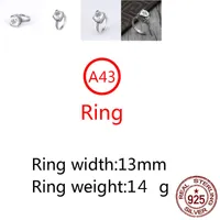 A43 S925 Sterling Silver Ring Fashion Personality Punk Style Square Cross Flower Shape Gift for Lover