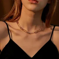 Chains Style Well Thick Chain Necklace Clavicle Retro Hop Sexy Women's Hip Stone Necklaces For Women With Letter