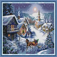 Dusk in the snow home cross stitch kit Handmade Cross Stitch Embroidery Needlework kits counted print on canvas DMC 14CT 11CT2280