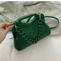 Leather Handbags For Women Inverted Triangle Bags Handle Hand Pouch Fashion Crossbody Bag Female Tote Thick Chain Lady Satchel 10 296S