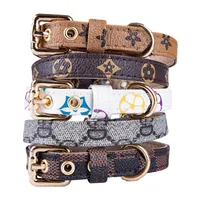 Dog Collars Leash Set Classic Presbyopia Designer Letters Pattern Print Leashes PU Leather Fashion Casual Adjustable Dogs Cats Nec280l