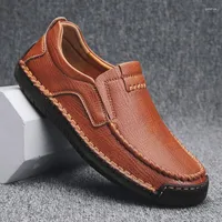 Dress Shoes Genuine Leather Men Casual Italian Mens Loafers Moccasins Breathable Slip On Boat Zapatos Hombre
