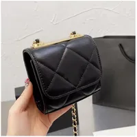 Womens Mini Vanity With Classic Flap Bags Quilted Gold Chain Cross Body Trunk Lambskin Trendy Top Leather Handle Totes Matelasse Lady Girls Cosmetic Case Handbag 11C