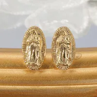 Stud Earrings Diyalo Religious Gold Plated Our Lady Of Guadalupe For Women Geometric Oval Virgin Mary Ear Studs Faith Jewelry