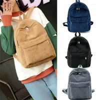 School Bags NoEnName-Null Bohemia Velvet Corduroy Travel Backpack Women Lady Pure Color Bag College Rucksack