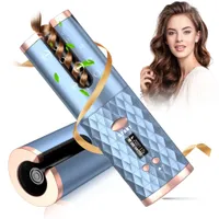 カーリングアイアンポータブルオート回転セラミックヘアカーラー充電可能な自動ワイヤレスヘアカーリングアイアンの女性波形カールアイアン230323