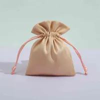 50pcs High Quality flannel Storage Velvet Bags Beads Tea Candy Jewelry Organza Drawstring Bag for Wedding Christmas Gift Pouches265o