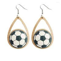 Dangle Earrings Basketball Baseball Volleyball Football Soccer Hollow Teardrop Wood Creative Design Sport Style Female Jewelry