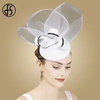 Stingy Brim Hats FS White Pillbox Hat Formal Cocktail Party Fascinator Hats For Women Wedding Dress Church Tea Derby Fedoras 230323