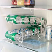 Kitchen Storage Organization New Kitchen Refrigerator  Drink Beer Cola Cans Storage Rack Solid Doublelayer Finishing Shelf Beverage Cans Storage Rack Z0322