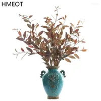 Decorative Flowers 5 Branches Olive Branch Leaves Artificial Green Potted Plant Home Garden Christmas Deco Flower Arrangement
