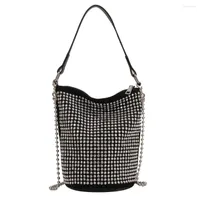 Evening Bags Fashion Rhinestone Crossbody Bag Glitter Diamond Leather Bucket Clutch Handbag
