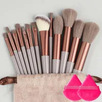 Makeup Brushes 13Pcs Set With 2 Podwer Puff Foundation Blush Powder Eyeshadow Kabuki Blending Beauty Tools Bag