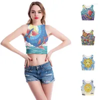 Women's Tanks Fashion Watercolor Line 3d Printing Tank Top Home Slim Stretch Cloth Sleeveless Vest Summer O Neck Sexy High Waist Clothes