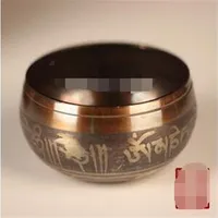 Brass Decoration Diameter 6 Inches 150mm Tibetan Buddhism Cuprum Mantra Bronze Buddhism Singing Copper Bowls282T