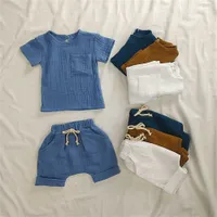 Clothing Sets Organic Cotton Baby Clothes Set Summer Casual Tops Shorts For Boys Girls Set Unisex Toddlers 2 Pieces Kids Baby Outifs Clothing AA230322