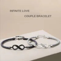 Charm Bracelets 8-Word Couple Bracelet Men And Women One Pair Love Unlimited Creative Weaving Carrying Strap Mobius Strip