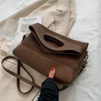 Evening Bags Collapsible Big Stripe Shoulder Bag For Women 2023 Winter Hit Crossbody Female Clutch Designer Luxury Handbags Totes
