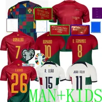 2022 Soccer jerseys Portugal Bruno Fernandes Diogo J. Portuguesa Uruguay Joao Felix 23 23 voetbalshirt Pre Match Special Bernardo Doha Home Away Kids Suica Shirt