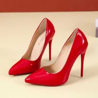 2022 Summer Spring Women Shoes Pointed Toe Pumps Patent Leather Dress High Heels Boat Shoes Wedding Shoes Size45 Zapatos Mujer 230202