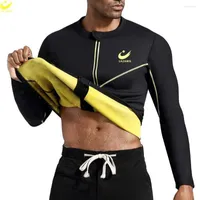 Men's Body Shapers LAZAWG Sauna Jacket For Men Neoprene Sweat Long Sleeves Weight Loss Top Thin Slimming Shaper Fat Burner Fitness Sportwear
